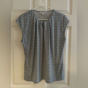 Liz Claiborne Light Blue, Gray & White Blouse